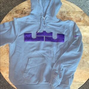 Nike Men's Gray LeBron James Hoodie with Purple Design